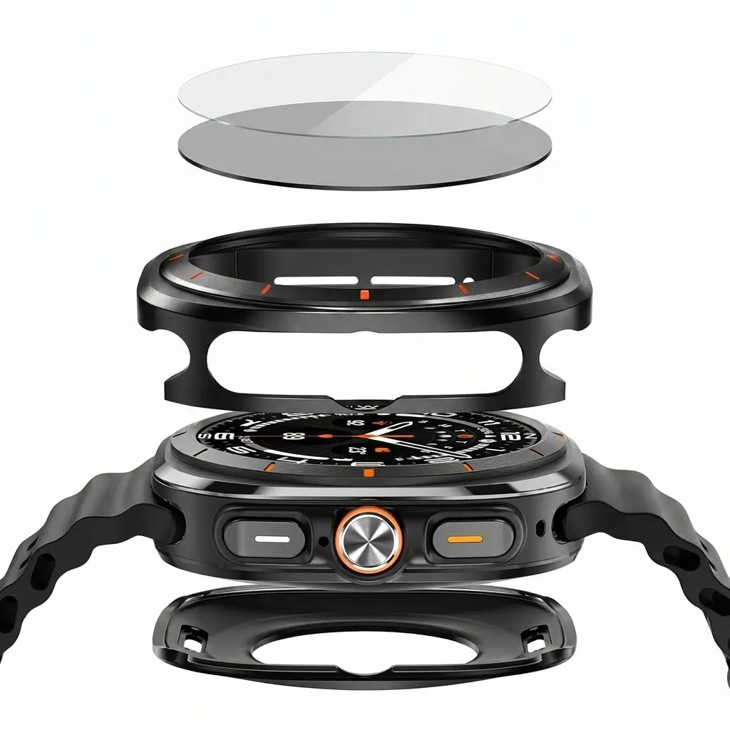 Letoid 3-in-1 Metal Case for Samsung Galaxy Watch Ultra 47mm with tempered glass